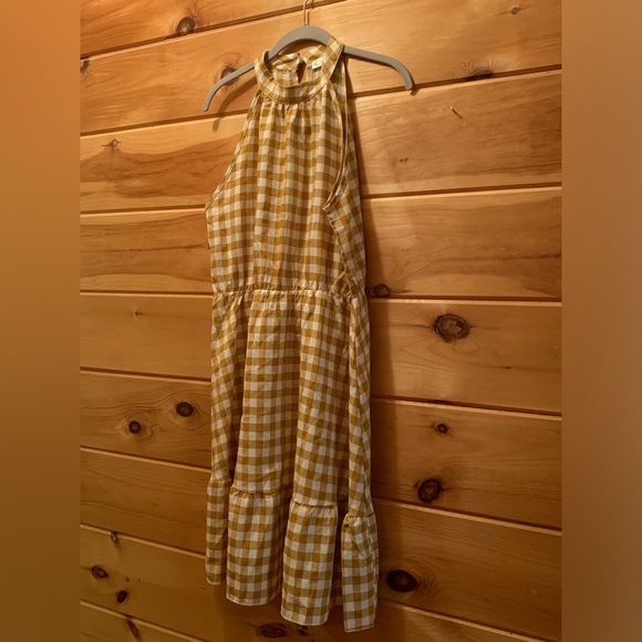 Gingham mock neck halter swing dress. Size large. - Picture 1 of 9